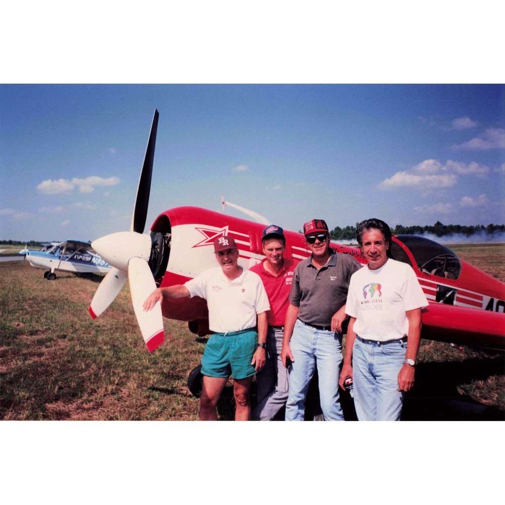 Vtg Kodak Royal Color Photo Aerobatic Stunt Plane Red & White Crew - Picture 1 of 2
